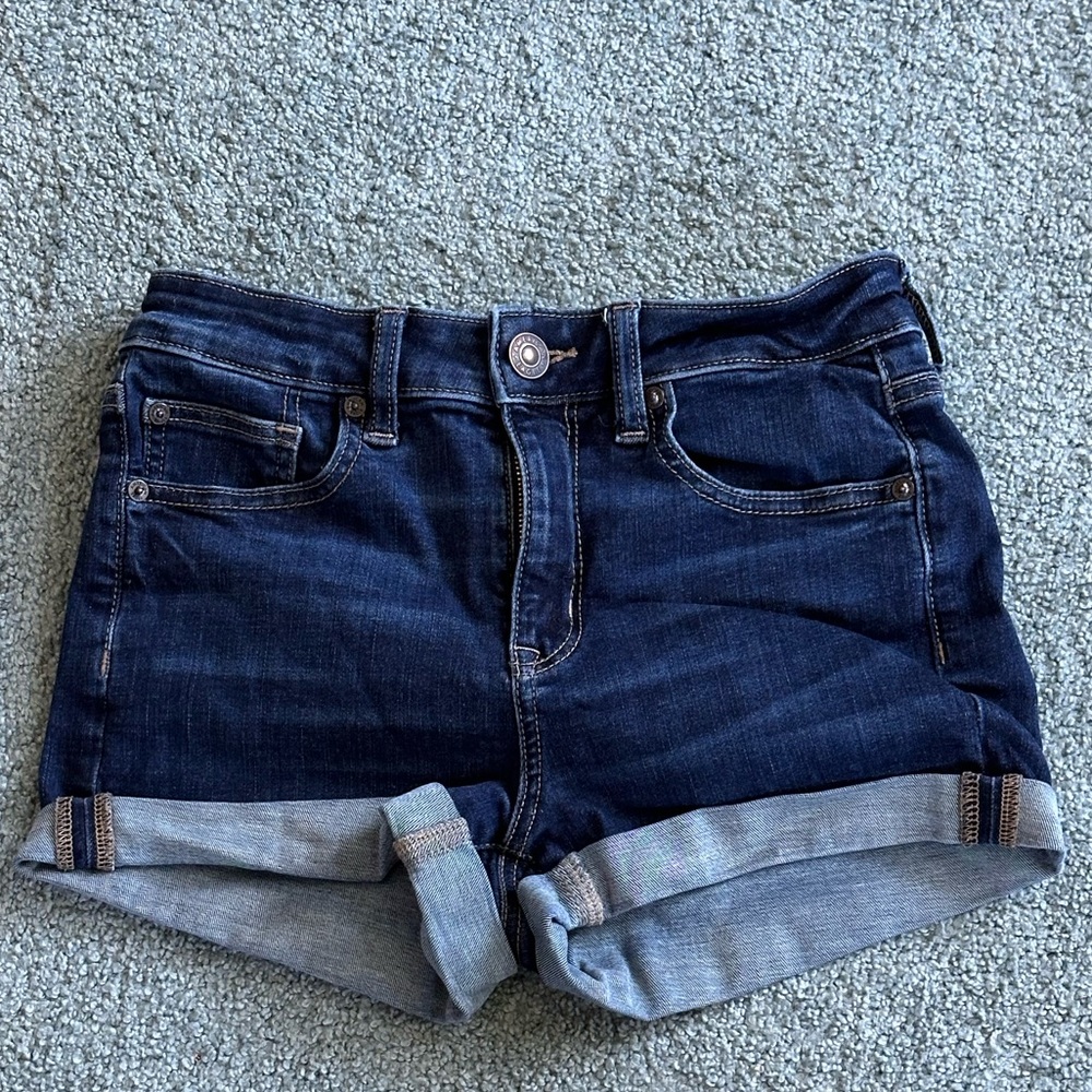 American eagle blue rolled jean shorts